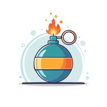 Cartoon Grenade with Burning Fuse