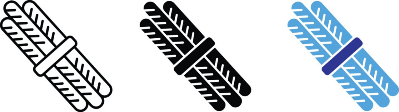 Bundle Of Sticks Icon Set Line Solid And Flat Vector Illustration For Design