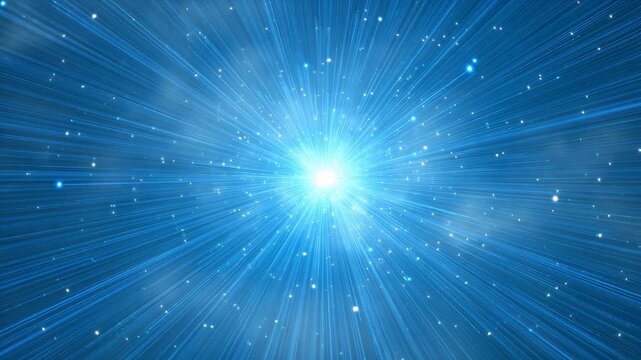 Radiant burst of stellar light with cosmic particles in dynamic motion