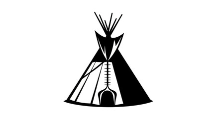 Black and white teepee tent symbol. © fredi