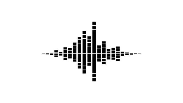 Black pixelated sound wave graphic design.