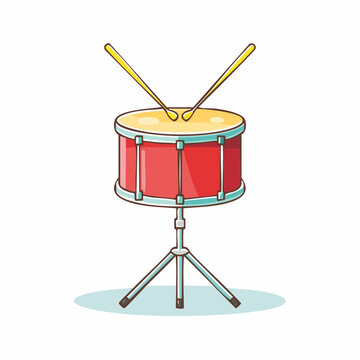 Red Drum with Drumsticks on Stand