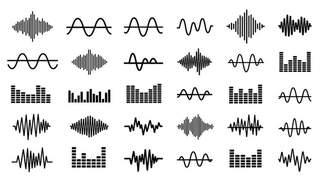 Collection of various waveform and graph icons.