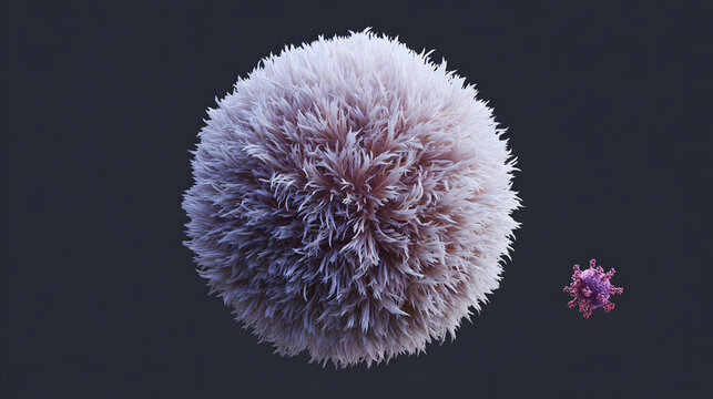 Giant Mimivirus displayed next to smaller virus for size comparison