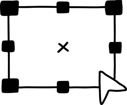 Object Detection Bounding Box Hand Drawn Doodle Icon &ndash; AI Vision Frame Cursor