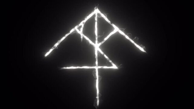 Glowing mystical runic symbol pulsating in darkness.