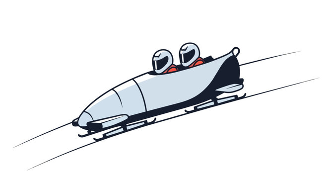 Two-man bobsleigh team racing on ice track winter sports illustration