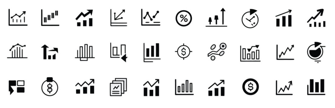 Modern Business Increase and Decrease Icon Collection Including Growth Fall Charts Financial Trends Profit Loss Indicators and Analytics Editable Line Icons