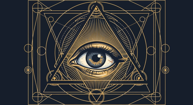 All seeing eye in triangle symbol 9.