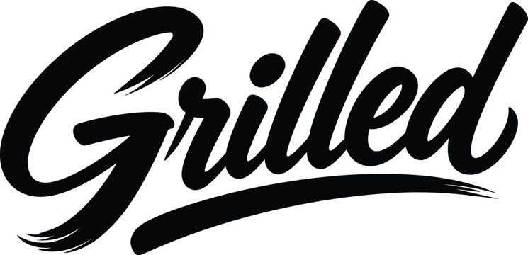Grilled handwritten brush script word with bold hand-lettered brush calligraphy