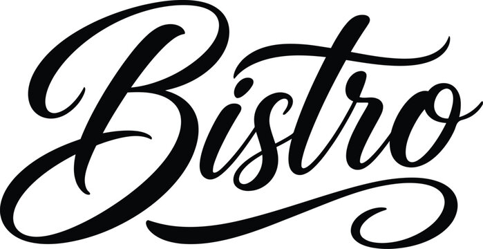 Bistro calligraphy script word with elegant hand-lettered brush calligraphy