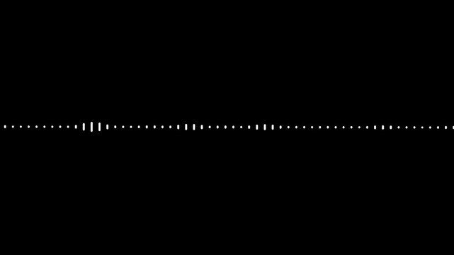 Sound wave audio spectrum black background, audio waveform spectrum animation.White line audio wave visualization on transparent background.Sound wave animation isolated on black background.