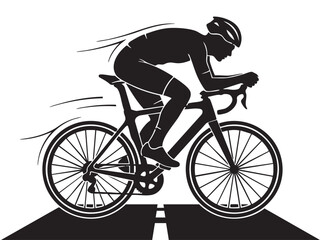 Naklejka premium Silhouette of a cyclist riding a bicycle vector illustration of cycling sport rider on bike
