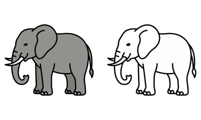 Naklejka premium Elephant Flat Style Vector Illustration with Colored and Outline Design on Transparent Background