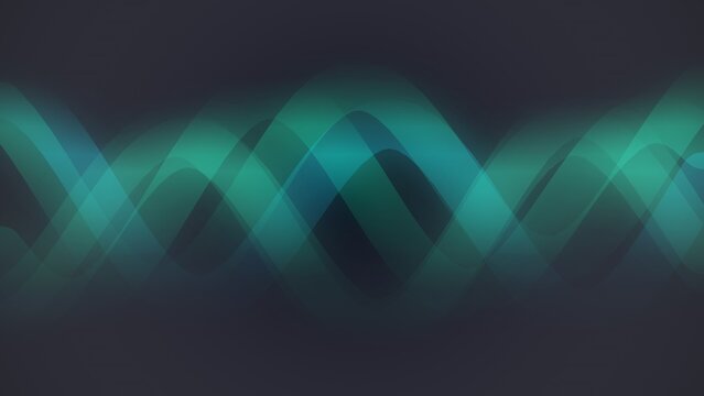 Emerald aurora wave abstract background with soft neon light glow