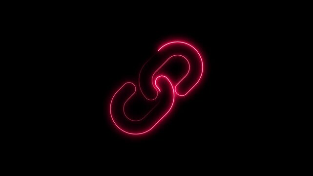 Neon pink chain link glowing on black background connection symbol glowing chain link neon sign pink neon