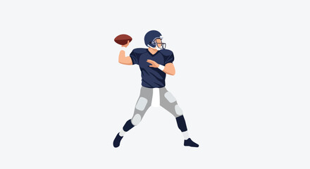 Obraz premium American Football Quarterback Throwing a Ball Professional Player in Uniform Illustration