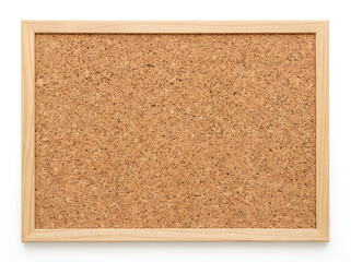 Fototapeta premium Blank corkboard mounted in light-toned wooden frame showcasing neutral textured surface ideal for office planning and brainstorming sessions