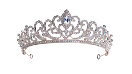 Sparkling diamond tiara with marquise crystal centerpiece, isolated on transparent background © Mira
