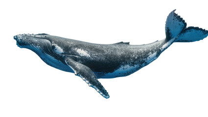 Large humpback whale swimming, isolated on transparent background © Mira