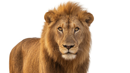 Majestic male lion with full mane, isolated on transparent background © Mira