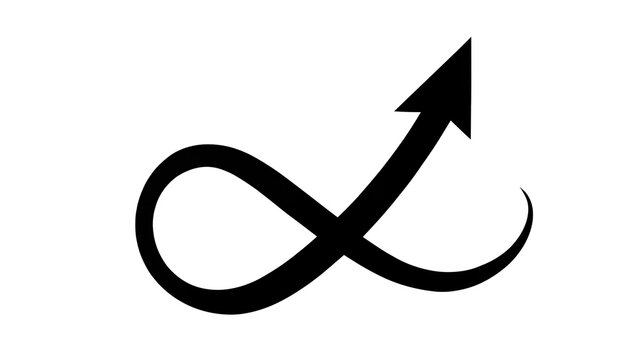 Black infinity loop arrow symbol, isolated on transparent background