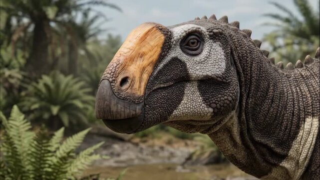 Kritosaurus dinosaur (Kritosaurus) Cretaceous hadrosaurid, accurate representation, distinctive nasal crest snout