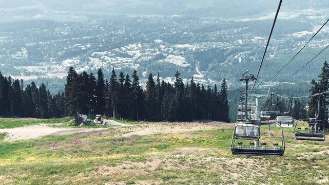 WHISTLER, CANADA - AUGUST 15, 2017: Whistler Gondola, Blackcomb mountain in British Columbia on a sunny summer day