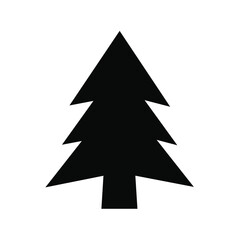 Obraz premium Stylized black silhouette of a fir tree representing winter forest nature and environmental concepts isolated on white background
