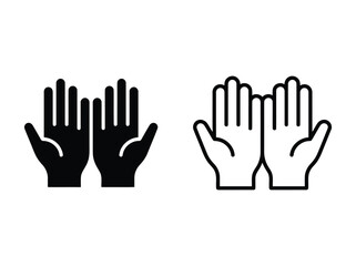 Obraz premium Black and white hand icons with palms facing forward Vector