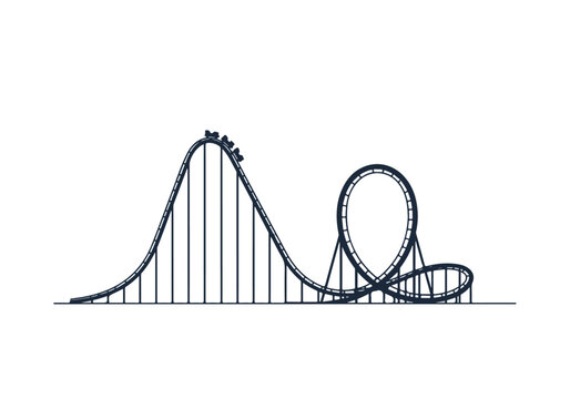 A thrilling roller coaster with a steep drop and sharp turns at an amusement park
