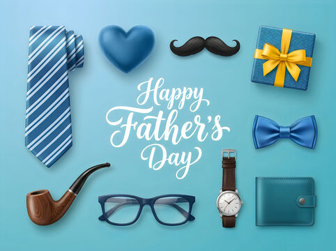 Happy father's day greeting card with blue theme