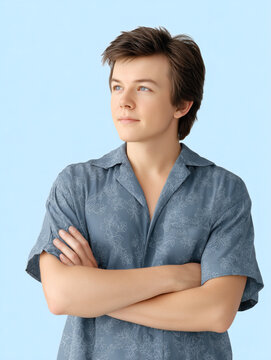 Hombre con camisa de flores