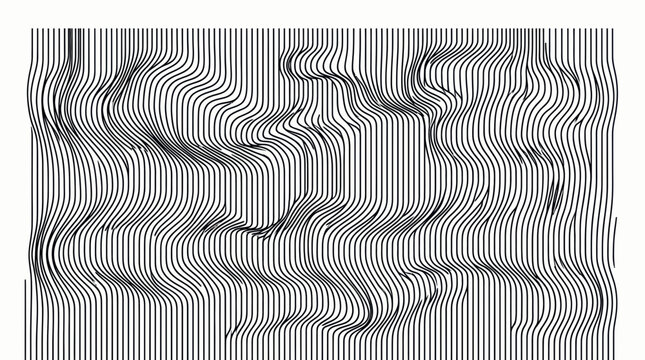 Abstract Wavy Lines Pattern - Optical Illusion, Black and White