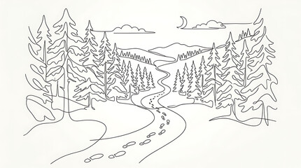 Fototapeta premium Scenic mountain landscape with winding river and forest in natural daylight