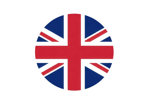 Round flag of the united kingdom with red, white and blue colors isolated on transparent background