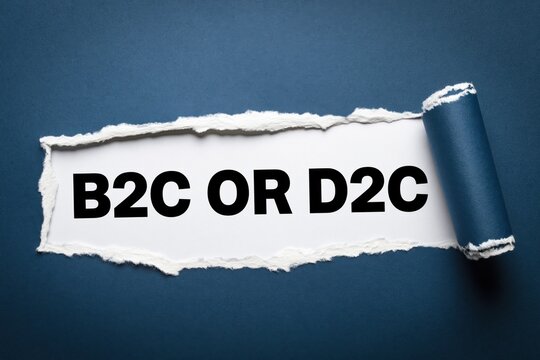 b2c or d2c written under a torn blue paper