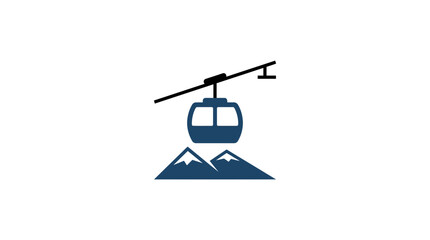 Minimalist Cable Car Icon Over Mountain Peaks © Ilyas Raziq Zayyan A