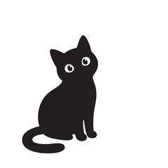 Cute black cat sitting on a white background © Md