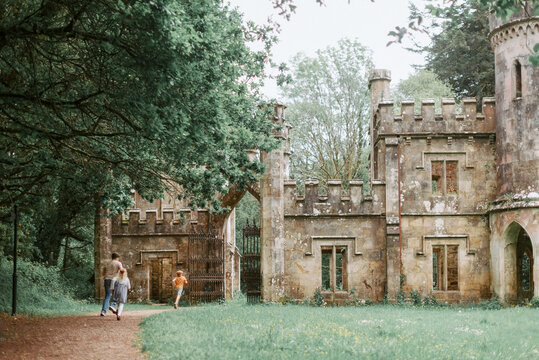 Children Exploring Historic Ballysaggartmore Towers in County Waterford, Ireland