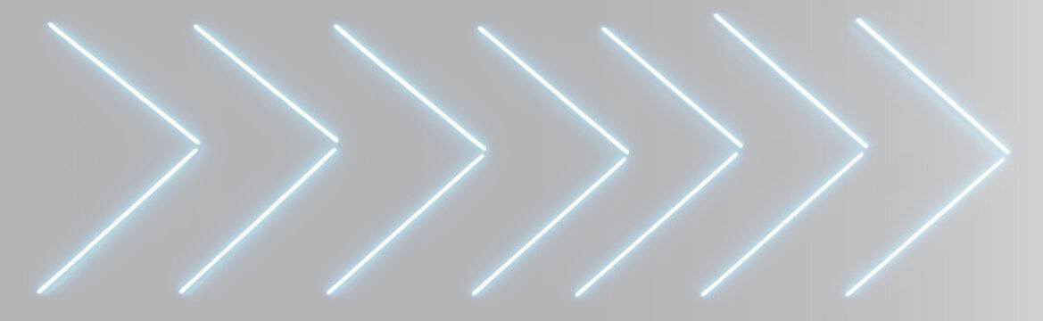 Blue neon chevron arrow loop loading progress indicator isolated on grey background