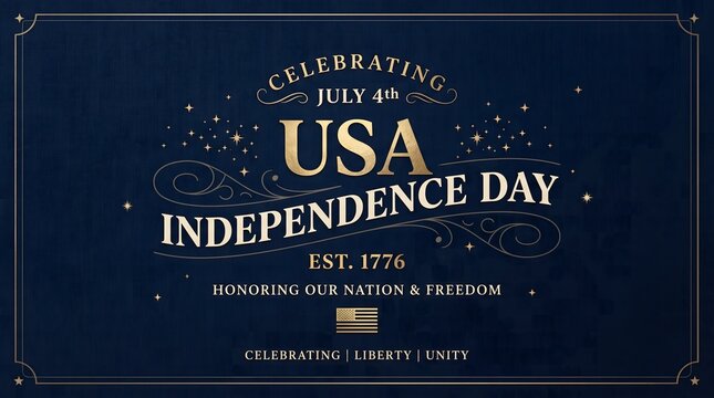 Elegant gold and navy blue usa independence day celebration background