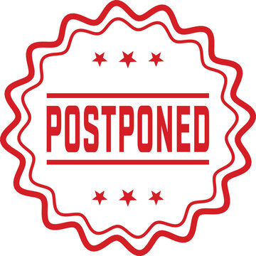 Postponed rubber stamp seal with red color and stars