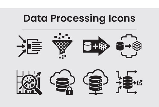 Minimalist Big Data Infrastructure and Analytics Icon Set