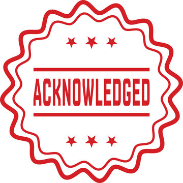 Rubber stamp design with acknowledged text seal