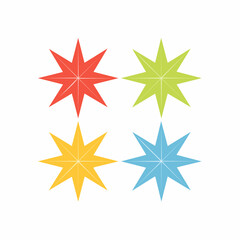Obraz premium Four Colorful Starbursts on White Background