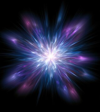 Radiant fractal explosion of light and color on a dark background