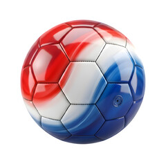 Fototapeta premium Gradient Soccer Ball Red White Blue Stitched 3D Render With Valve Isolated