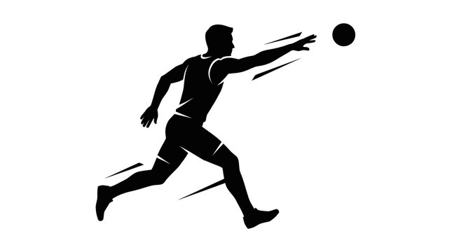 Male Athlete Throwing Ball Silhouette Vector