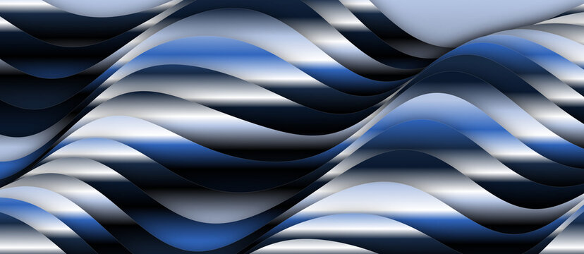 Abstract Metallic Background with Twisted Blue and Silver Patterns
